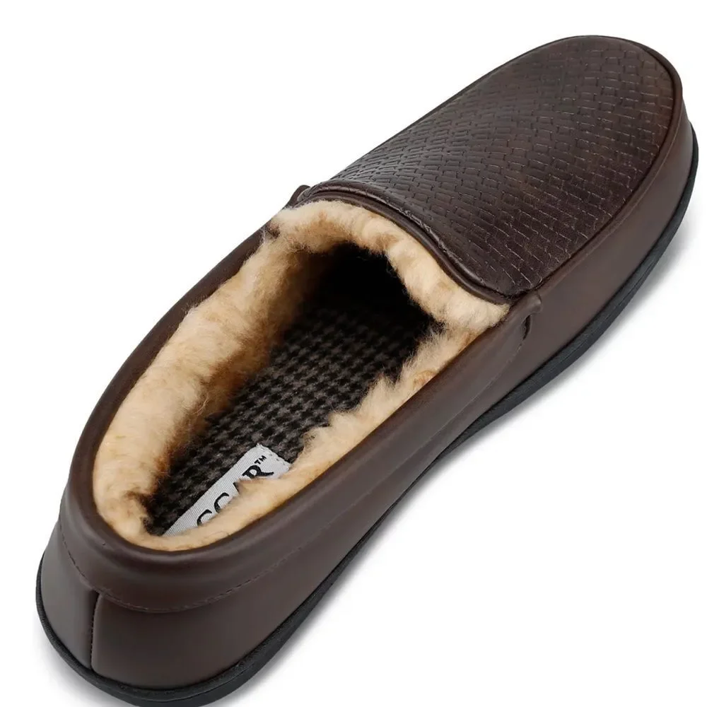 Haggar Men's Brown Leather Slippers
